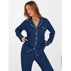 image:imageANRABESS Women Pajama Lounge Sets 2026 Fall 2 Piece Outfits Ribbed Long Sleeve Matching PJ Set Sleepwear LoungewearDeep Blue