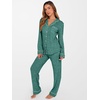 image:imageANRABESS Women Pajama Lounge Sets 2026 Fall 2 Piece Outfits Ribbed Long Sleeve Matching PJ Set Sleepwear LoungewearDeep Green