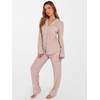 image:imageANRABESS Women Pajama Lounge Sets 2026 Fall 2 Piece Outfits Ribbed Long Sleeve Matching PJ Set Sleepwear LoungewearLight Brown