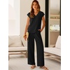 image:imageANRABESS Women Summer 2 Piece Outfits VNeck Top and Wide Leg Pants Set Comfy AllDay Wear for Lounge amp Daily Travel Sets Black Large