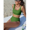 image:imageANRABESS Women Two Piece Bikini Sets High Waist Square Neck Swimsuits Ribbed Textured Comfy Bathing SuitsBeach Swim WearArmy Green