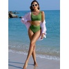 image:imageANRABESS Women Two Piece Bikini Sets High Waist Square Neck Swimsuits Ribbed Textured Comfy Bathing SuitsBeach Swim WearArmy Green