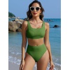 image:imageANRABESS Women Two Piece Bikini Sets High Waist Square Neck Swimsuits Ribbed Textured Comfy Bathing SuitsBeach Swim WearArmy Green