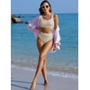image:imageANRABESS Women Two Piece Bikini Sets High Waist Square Neck Swimsuits Ribbed Textured Comfy Bathing SuitsBeach Swim WearBeige