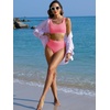 image:imageANRABESS Women Two Piece Bikini Sets High Waist Square Neck Swimsuits Ribbed Textured Comfy Bathing SuitsBeach Swim WearCoral Pink