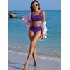 image:imageANRABESS Women Two Piece Bikini Sets High Waist Square Neck Swimsuits Ribbed Textured Comfy Bathing SuitsBeach Swim WearDark Purple
