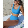 image:imageANRABESS Women Two Piece Bikini Sets High Waist Square Neck Swimsuits Ribbed Textured Comfy Bathing SuitsBeach Swim WearLight Blue