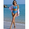 image:imageANRABESS Women Two Piece Bikini Sets High Waist Square Neck Swimsuits Ribbed Textured Comfy Bathing SuitsBeach Swim WearLight Blue