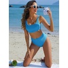 image:imageANRABESS Women Two Piece Bikini Sets High Waist Square Neck Swimsuits Ribbed Textured Comfy Bathing SuitsBeach Swim WearLight Blue
