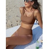 image:imageANRABESS Women Two Piece Bikini Sets High Waist Square Neck Swimsuits Ribbed Textured Comfy Bathing SuitsBeach Swim WearLight Brown