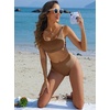 image:imageANRABESS Women Two Piece Bikini Sets High Waist Square Neck Swimsuits Ribbed Textured Comfy Bathing SuitsBeach Swim WearLight Brown