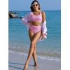 image:imageANRABESS Women Two Piece Bikini Sets High Waist Square Neck Swimsuits Ribbed Textured Comfy Bathing SuitsBeach Swim WearLight Pink