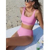image:imageANRABESS Women Two Piece Bikini Sets High Waist Square Neck Swimsuits Ribbed Textured Comfy Bathing SuitsBeach Swim WearLight Pink