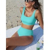 image:imageANRABESS Women Two Piece Bikini Sets High Waist Square Neck Swimsuits Ribbed Textured Comfy Bathing SuitsBeach Swim WearMint Blue