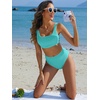 image:imageANRABESS Women Two Piece Bikini Sets High Waist Square Neck Swimsuits Ribbed Textured Comfy Bathing SuitsBeach Swim WearMint Blue