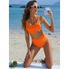image:imageANRABESS Women Two Piece Bikini Sets High Waist Square Neck Swimsuits Ribbed Textured Comfy Bathing SuitsBeach Swim WearNeon Orange