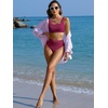 image:imageANRABESS Women Two Piece Bikini Sets High Waist Square Neck Swimsuits Ribbed Textured Comfy Bathing SuitsBeach Swim WearPurple Red