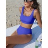 image:imageANRABESS Women Two Piece Bikini Sets High Waist Square Neck Swimsuits Ribbed Textured Comfy Bathing SuitsBeach Swim WearRoyal Blue