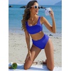 image:imageANRABESS Women Two Piece Bikini Sets High Waist Square Neck Swimsuits Ribbed Textured Comfy Bathing SuitsBeach Swim WearRoyal Blue