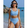 image:imageANRABESS Women Two Piece Bikini Sets High Waist Square Neck Swimsuits Ribbed Textured Comfy Bathing SuitsBeach Swim WearSky Blue
