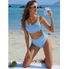 image:imageANRABESS Women Two Piece Bikini Sets High Waist Square Neck Swimsuits Ribbed Textured Comfy Bathing SuitsBeach Swim WearSky Blue