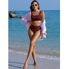 image:imageANRABESS Women Two Piece Bikini Sets High Waist Square Neck Swimsuits Ribbed Textured Comfy Bathing SuitsBeach Swim WearWine Red