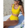 image:imageANRABESS Women Two Piece Bikini Sets High Waist Square Neck Swimsuits Ribbed Textured Comfy Bathing SuitsBeach Swim WearYellow