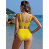 image:imageANRABESS Women Two Piece Bikini Sets High Waist Square Neck Swimsuits Ribbed Textured Comfy Bathing SuitsBeach Swim WearYellow