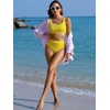 image:imageANRABESS Women Two Piece Bikini Sets High Waist Square Neck Swimsuits Ribbed Textured Comfy Bathing SuitsBeach Swim WearYellow