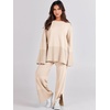 image:imageANRABESS Womens 2 Piece Outfits Oversized Knit Sweater Set Wide Leg Pant Cozy Lounge Matching Pajama Sets 2026 Trendy ClothesApricot