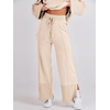 image:imageANRABESS Womens 2 Piece Outfits Oversized Knit Sweater Set Wide Leg Pant Cozy Lounge Matching Pajama Sets 2026 Trendy ClothesApricot