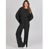 image:imageANRABESS Womens 2 Piece Outfits Oversized Knit Sweater Set Wide Leg Pant Cozy Lounge Matching Pajama Sets 2026 Trendy ClothesBlack
