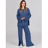 image:imageANRABESS Womens 2 Piece Outfits Oversized Knit Sweater Set Wide Leg Pant Cozy Lounge Matching Pajama Sets 2026 Trendy ClothesBlue