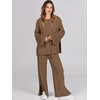 image:imageANRABESS Womens 2 Piece Outfits Oversized Knit Sweater Set Wide Leg Pant Cozy Lounge Matching Pajama Sets 2026 Trendy ClothesBrown