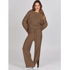 image:imageANRABESS Womens 2 Piece Outfits Oversized Knit Sweater Set Wide Leg Pant Cozy Lounge Matching Pajama Sets 2026 Trendy ClothesBrown
