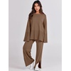 image:imageANRABESS Womens 2 Piece Outfits Oversized Knit Sweater Set Wide Leg Pant Cozy Lounge Matching Pajama Sets 2026 Trendy ClothesBrown
