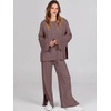 image:imageANRABESS Womens 2 Piece Outfits Oversized Knit Sweater Set Wide Leg Pant Cozy Lounge Matching Pajama Sets 2026 Trendy ClothesCoffee