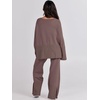 image:imageANRABESS Womens 2 Piece Outfits Oversized Knit Sweater Set Wide Leg Pant Cozy Lounge Matching Pajama Sets 2026 Trendy ClothesCoffee