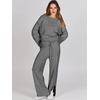 image:imageANRABESS Womens 2 Piece Outfits Oversized Knit Sweater Set Wide Leg Pant Cozy Lounge Matching Pajama Sets 2026 Trendy ClothesGray