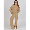 image:imageANRABESS Womens 2 Piece Outfits Oversized Knit Sweater Set Wide Leg Pant Cozy Lounge Matching Pajama Sets 2026 Trendy ClothesKhaki