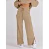 image:imageANRABESS Womens 2 Piece Outfits Oversized Knit Sweater Set Wide Leg Pant Cozy Lounge Matching Pajama Sets 2026 Trendy ClothesKhaki