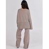 image:imageANRABESS Womens 2 Piece Outfits Oversized Knit Sweater Set Wide Leg Pant Cozy Lounge Matching Pajama Sets 2026 Trendy ClothesRed Apricot
