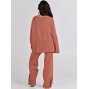 image:imageANRABESS Womens 2 Piece Outfits Oversized Knit Sweater Set Wide Leg Pant Cozy Lounge Matching Pajama Sets 2026 Trendy ClothesRust