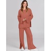 image:imageANRABESS Womens 2 Piece Outfits Oversized Knit Sweater Set Wide Leg Pant Cozy Lounge Matching Pajama Sets 2026 Trendy ClothesRust