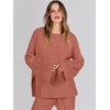 image:imageANRABESS Womens 2 Piece Outfits Oversized Knit Sweater Set Wide Leg Pant Cozy Lounge Matching Pajama Sets 2026 Trendy ClothesRust