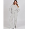 image:imageANRABESS Womens 2 Piece Outfits Oversized Knit Sweater Set Wide Leg Pant Cozy Lounge Matching Pajama Sets 2026 Trendy ClothesSmoky Gray