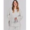 image:imageANRABESS Womens 2 Piece Outfits Oversized Knit Sweater Set Wide Leg Pant Cozy Lounge Matching Pajama Sets 2026 Trendy ClothesSmoky Gray