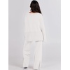 image:imageANRABESS Womens 2 Piece Outfits Oversized Knit Sweater Set Wide Leg Pant Cozy Lounge Matching Pajama Sets 2026 Trendy ClothesWhite