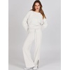 image:imageANRABESS Womens 2 Piece Outfits Oversized Knit Sweater Set Wide Leg Pant Cozy Lounge Matching Pajama Sets 2026 Trendy ClothesWhite