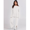 image:imageANRABESS Womens 2 Piece Outfits Oversized Knit Sweater Set Wide Leg Pant Cozy Lounge Matching Pajama Sets 2026 Trendy ClothesWhite